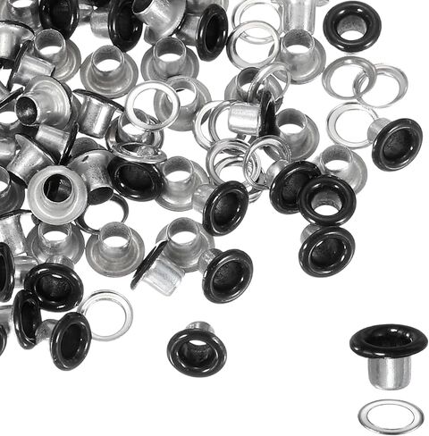 YELARXI Grommets Kit, Metal Eyelets, Grommet Eyelets Kit with Washers 3mm 1/8" Round Inner Hole Fitting for (Fabric/Shoes/Clothes/DIY Crafts/Bag/Belt) 250 Set & Bright Black in Saudi Arabia