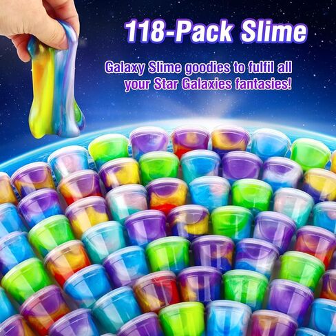 118 Pack Galaxy Slime Party Favors Kit for Kids, Mini Bulk Valentine Day Slime Stretchy Stress Relief, Soft Putty DIY Toy & Girls and Boys 4-10 Ages, Classroom Supplies, Birthday, Goodie Bag Stuffers in Saudi Arabia