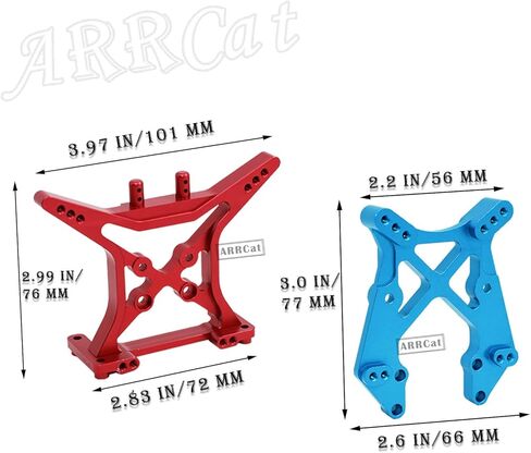 جزء ترقية برج الصدمات لـ 1/10 ECX 2WD، 4 قطع برج الصدمات الأمامي والخلفي، # ECX1020 # ECX331001، أزرق داكن in Saudi Arabia