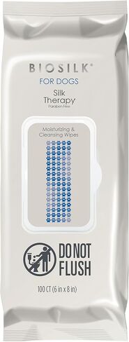 BioSilk for Dogs Moisturizing & Cleansing Wipes - Dog Wipes for Cleaning & Deodorizing, Dog Paw Wipes - Infused with Silk Proteins & Vitamins, pH Balanced, Paraben Free in Kuwait