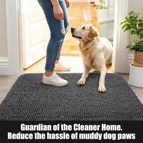 سجادة باب الكلب من WAYNHUI للأقدام الموحلة مقاس 72 بوصة × 36 بوصة ماصة للأوساخ، سريعة الجفاف وغير قابلة للانزلاق وقابلة للغسل، سجادة طين من الشنيل للكلاب، سجادة الباب الأمامي لمدخل داخلي للحيوانات الأليفة، رمادي داكن (72 بوصة × 36 بوصة) in Kuwait