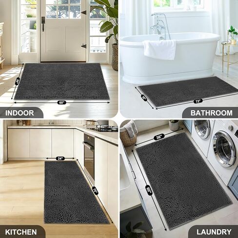 سجادة باب الكلب من WAYNHUI للأقدام الموحلة مقاس 72 بوصة × 36 بوصة ماصة للأوساخ، سريعة الجفاف وغير قابلة للانزلاق وقابلة للغسل، سجادة طين من الشنيل للكلاب، سجادة الباب الأمامي لمدخل داخلي للحيوانات الأليفة، رمادي داكن (72 بوصة × 36 بوصة) in Kuwait