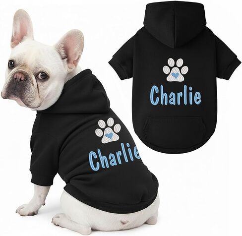 Personalized Name Dog Hoodie, Embroidery Pet Sweaters for Small Dogs, Customized Pet Clothes Warm Winter Outfit for Dogs, Bright Puppy Sweatshirt, Pets Birthday Outfit, Dog Lovers Gifts 1 in Saudi Arabia