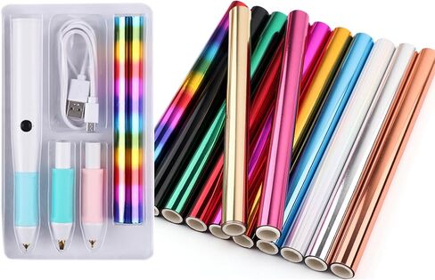Briartw USB Hot Foil Pen – Heat Active Foiling Tool with 13 Color Foil Rolls & 3 Interchangeable Tips for Writing, Drawing, Crafting on Paper, Wood, Leather in Saudi Arabia