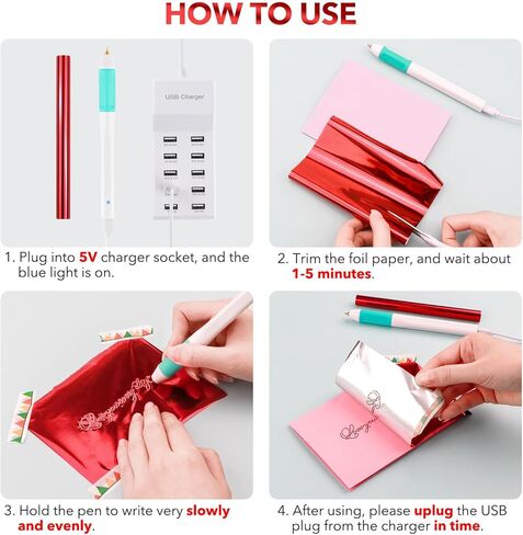 Briartw USB Hot Foil Pen – Heat Active Foiling Tool with 13 Color Foil Rolls & 3 Interchangeable Tips for Writing, Drawing, Crafting on Paper, Wood, Leather in Saudi Arabia