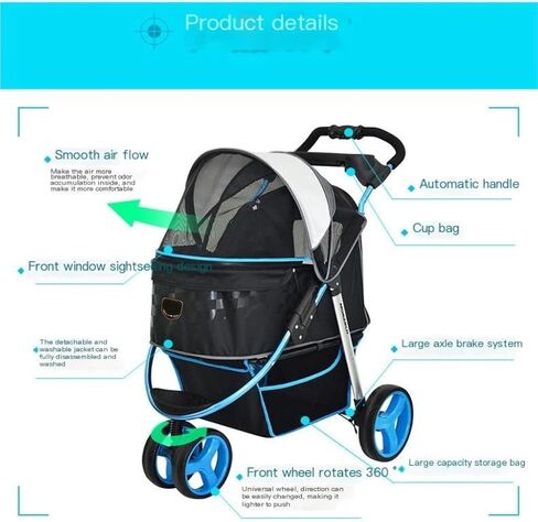 Pet Strollers Outdoor Pet Stroller Dog Stroller Foldable Cat Cart Pet Supplies Outdoor Transportation Dog and Cat Cart Pet Stroller Medium in Saudi Arabia