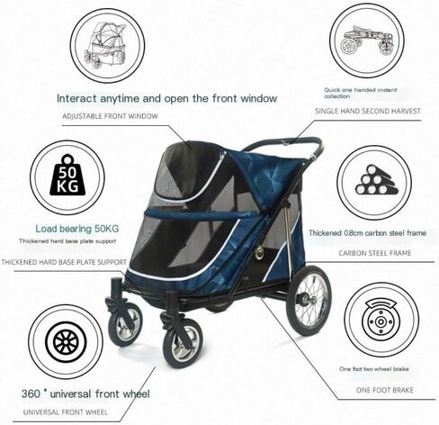 Pet Strollers Pet Stroller is Convenient and Simple, Foldable, Lightweight Material, Medium and Large Size for Cats and Dogs Pet Stroller Medium in Saudi Arabia