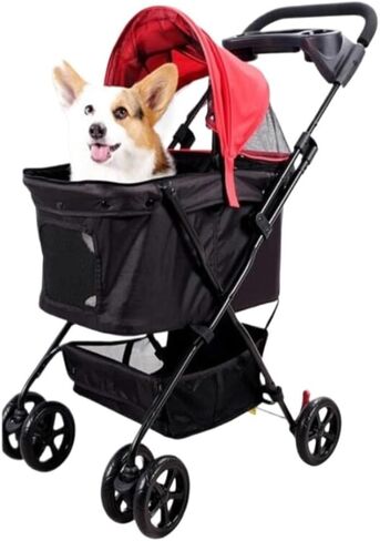 Pet Strollers Lightweight Pet Stroller Pet Supplies Travel Dog and Cat Stroller Foldable Outdoor Travel Dog and Cat Stroller Pet Stroller Medium(Red) in Kuwait