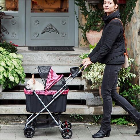 Pet Strollers Lightweight Pet Stroller Pet Supplies Travel Dog and Cat Stroller Foldable Outdoor Travel Dog and Cat Stroller Pet Stroller Medium(Red) in Kuwait