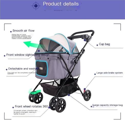 Pet Strollers Lightweight Pet Stroller Pet Supplies Travel Dog and Cat Stroller Foldable Outdoor Travel Dog and Cat Stroller Pet Stroller Medium(Red) in Kuwait
