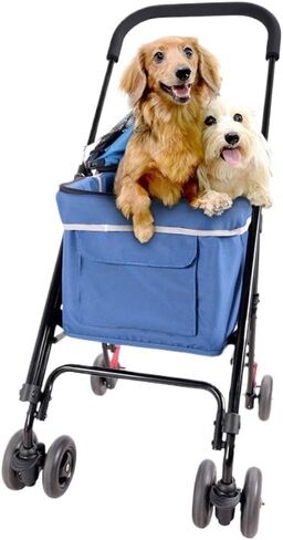 Pet Strollers Pet Stroller with Adjustable Handle, Puppy Stroller, Cat Stroller, Multifunctional Lightweight Stroller Pet Stroller Medium(Blue) in Kuwait