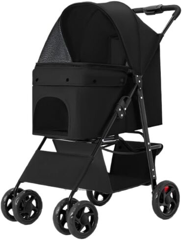 Pet Strollers Pet Stroller for Cats and Dogs, Teddy Corgi, Small and Medium-Sized Stroller, Lightweight and Foldable Pet Stroller Medium(Black,B) in Saudi Arabia