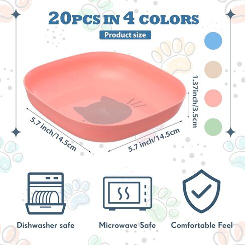 LemonRoad 20 Pcs Fatigue Relief Cat Bowl, 5.7 Inch Wide Shallow Cat Bowl Kitten Printing Pattern Wet Feeding Dishes for Kittens, Short Legged Pets and Feral Cats in Saudi Arabia