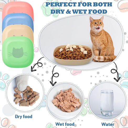 LemonRoad 20 Pcs Fatigue Relief Cat Bowl, 5.7 Inch Wide Shallow Cat Bowl Kitten Printing Pattern Wet Feeding Dishes for Kittens, Short Legged Pets and Feral Cats in Saudi Arabia