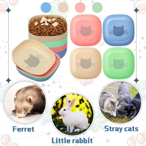 LemonRoad 20 Pcs Fatigue Relief Cat Bowl, 5.7 Inch Wide Shallow Cat Bowl Kitten Printing Pattern Wet Feeding Dishes for Kittens, Short Legged Pets and Feral Cats in Saudi Arabia