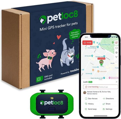 Small GPS Cat and Dog Tracker - Fits on Your Dog or Cat Collar, Waterproof, Smart App Controllable Geofencing and Pet Location History, Subscription is Required in Saudi Arabia