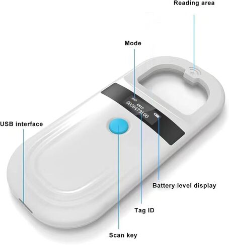 Animal Chip Scanner for Pet, 134.2KHz 5V USB2.0 Animal Supports FDXB ISO11784 / 11785 Pet Microchip Scanner EMID Microchip Reader for Animal Identification Management in Saudi Arabia