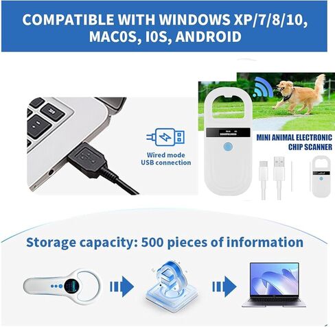 Animal Chip Scanner for Pet, 134.2KHz 5V USB2.0 Animal Supports FDXB ISO11784 / 11785 Pet Microchip Scanner EMID Microchip Reader for Animal Identification Management in Saudi Arabia