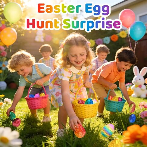 FUN LITTLE TOYS 12 Pack 3D Printed Dragon Eggs with Articulated Dragons, 12 No-Duplicate Colors, Non-Candy Easter Egg Hunt Fillers, Basket Stuffers, Party Favors & Classroom Prizes for Kids in Saudi Arabia