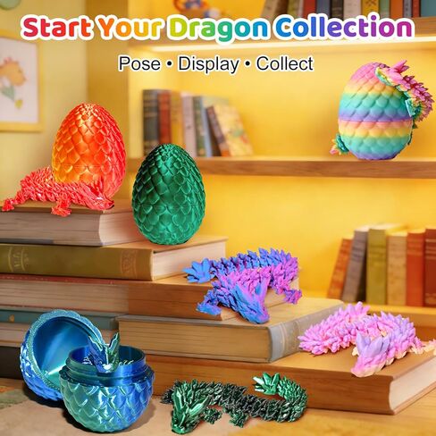 FUN LITTLE TOYS 12 Pack 3D Printed Dragon Eggs with Articulated Dragons, 12 No-Duplicate Colors, Non-Candy Easter Egg Hunt Fillers, Basket Stuffers, Party Favors & Classroom Prizes for Kids in Saudi Arabia