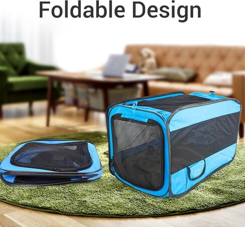 HEEPDD Collapsible Pet Carrier, Airline Approved Portable Cat and Dog Crate with Water Proof Bottom Liner and 5 Sided Mesh Walls, for Medium to Large Cats and Dogs in Saudi Arabia