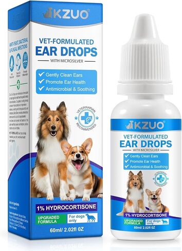 Dog Ear Infection Treatment, Dog Ear Drops with 1% Hydrocortisone for Dog, for Dog Yeast Infection, Soothe Itching, Redness, & Swelling - Vet Recommended in Saudi Arabia