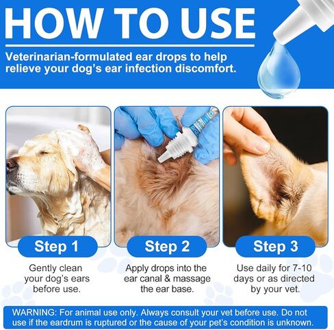 Dog Ear Infection Treatment, Dog Ear Drops with 1% Hydrocortisone for Dog, for Dog Yeast Infection, Soothe Itching, Redness, & Swelling - Vet Recommended in Saudi Arabia