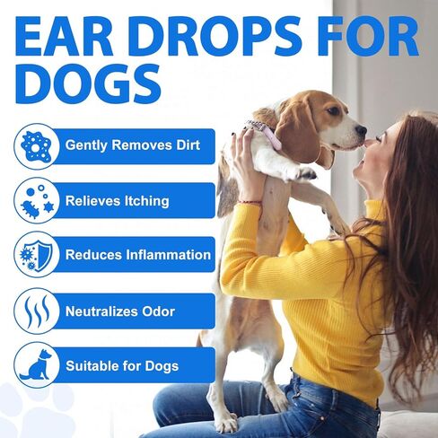 Dog Ear Infection Treatment, Dog Ear Drops with 1% Hydrocortisone for Dog, for Dog Yeast Infection, Soothe Itching, Redness, & Swelling - Vet Recommended in Saudi Arabia