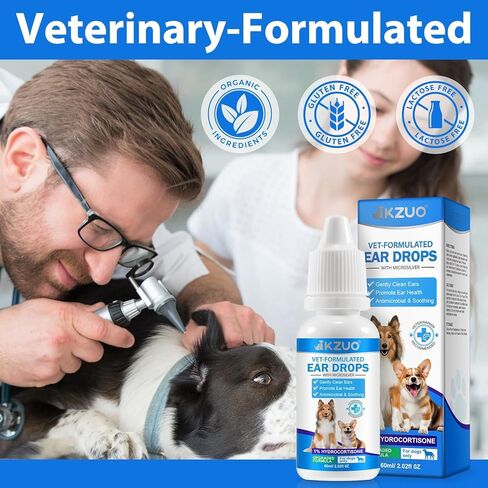 Dog Ear Infection Treatment, Dog Ear Drops with 1% Hydrocortisone for Dog, for Dog Yeast Infection, Soothe Itching, Redness, & Swelling - Vet Recommended in Saudi Arabia