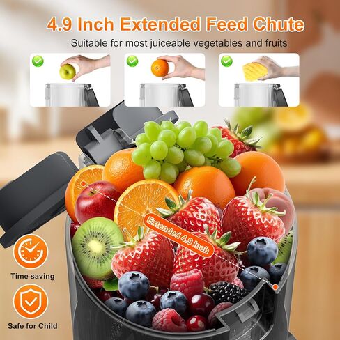 CFR637 Cold Press Juicer,400W Slow Masticating Juicer,4.9"Wide Feed Chute Juicer Machines for Whole Vegetables & Fruits,Advanced Touch Sensing Switch, (Silver) in Saudi Arabia