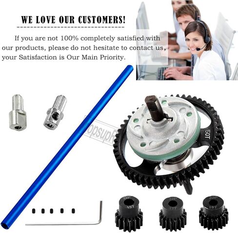 Upgrades Part for 1/10 Slash 4X4/Slash 4X4 VXL,Metal Spur Gear Differential Gears 50T(32-Pitch) with 15T/17T/19T Pinions Gear Sets & Aluminum Driveshaft Center,Navy Blue in Saudi Arabia