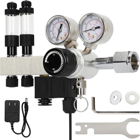 CO2 Regulator Aquarium, Dual Stage Aquarium CO2 Regulator, Adjustable Pressure & Flow, with Expandable Manifold, High-Precision Needle Valve, DC Solenoid Valve, for CO2 System for Aquarium in Saudi Arabia
