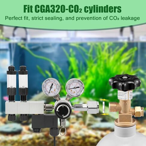 CO2 Regulator Aquarium, Dual Stage Aquarium CO2 Regulator, Adjustable Pressure & Flow, with Expandable Manifold, High-Precision Needle Valve, DC Solenoid Valve, for CO2 System for Aquarium in Saudi Arabia