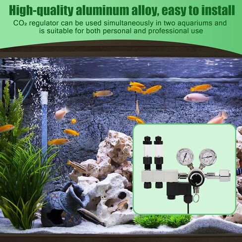 CO2 Regulator Aquarium, Dual Stage Aquarium CO2 Regulator, Adjustable Pressure & Flow, with Expandable Manifold, High-Precision Needle Valve, DC Solenoid Valve, for CO2 System for Aquarium in Saudi Arabia