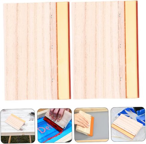 STOBOK 2Pcs Wooden Screen Printing Squeegee Set Sturdy Ink Scratch Board for Hobby Printers Multi-Use Printing Tool for Water and Oil-Based Inks in Saudi Arabia