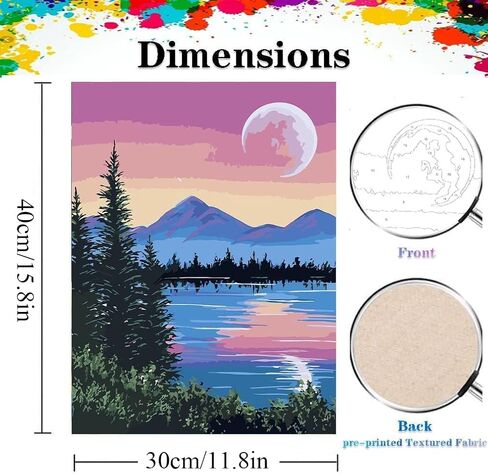 Paint By Numbers for Adults - DIY Adult Paint by Number Kits Pack On Canvas Sunset Beach Painting by Numbers for Beginners,Acrylic Paint Boat On Mountains Lake Crafts for Home Decor (11.8x15.8inch) in Kuwait