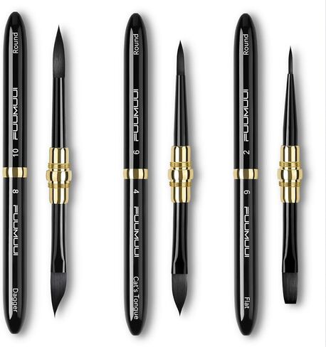 Fuumuui 3pcs Dual-Tip Travel Watercolor Brushes with 6 Versatile Tip Styles, Premium Synthetic Squirrel Hair Travel Paint Brush Set for Plein Air Painting - Watercolor Acrylic Gouache Ink in Saudi Arabia