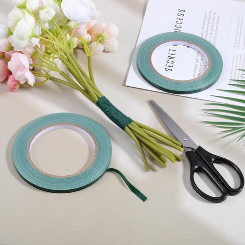 2Rolls Green Floral Tape 1/4 Inch Wide Strong Adhesion Flower Tape Waterproof Floral Tapes for Bouquet Stem Wrapping and Art Crafts(98ft/Roll) in Saudi Arabia