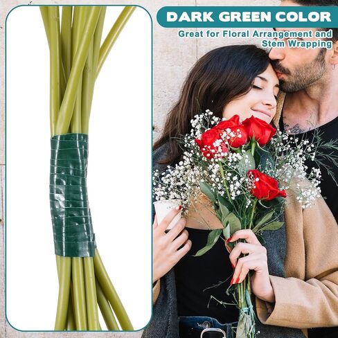2Rolls Green Floral Tape 1/4 Inch Wide Strong Adhesion Flower Tape Waterproof Floral Tapes for Bouquet Stem Wrapping and Art Crafts(98ft/Roll) in Saudi Arabia