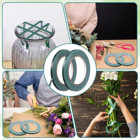 2Rolls Green Floral Tape 1/4 Inch Wide Strong Adhesion Flower Tape Waterproof Floral Tapes for Bouquet Stem Wrapping and Art Crafts(98ft/Roll) in Saudi Arabia