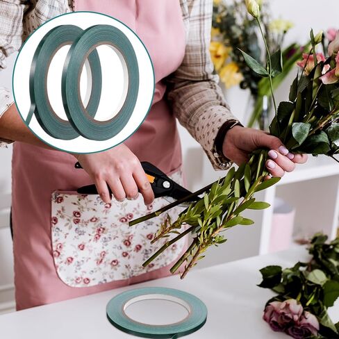 2Rolls Green Floral Tape 1/4 Inch Wide Strong Adhesion Flower Tape Waterproof Floral Tapes for Bouquet Stem Wrapping and Art Crafts(98ft/Roll) in Saudi Arabia