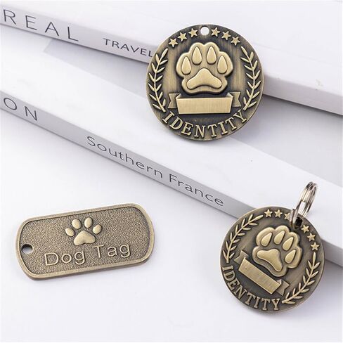 Antique Bronze Pet Metal Collar Decorative Charm with Paw Print Design Single Pack Vintage Style Dog Cat ID Tag in Saudi Arabia