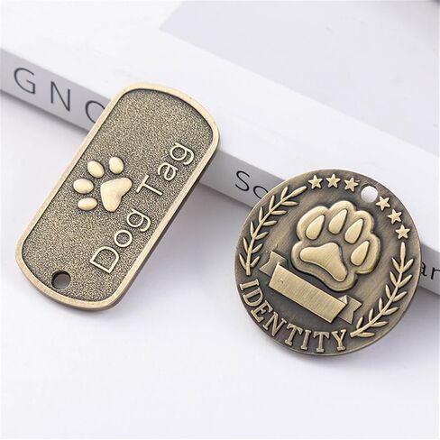 Antique Bronze Pet Metal Collar Decorative Charm with Paw Print Design Single Pack Vintage Style Dog Cat ID Tag in Saudi Arabia