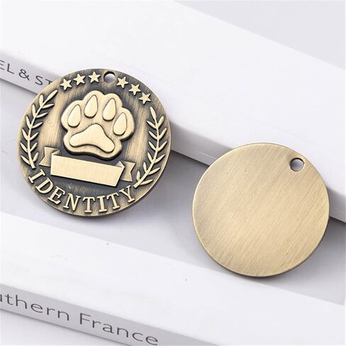 Antique Bronze Pet Metal Collar Decorative Charm with Paw Print Design Single Pack Vintage Style Dog Cat ID Tag in Saudi Arabia