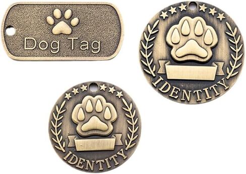 Antique Bronze Pet Metal Collar Decorative Charm with Paw Print Design Single Pack Vintage Style Dog Cat ID Tag in Saudi Arabia