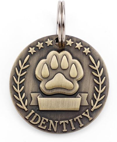 Antique Bronze Pet Metal Collar Decorative Charm with Paw Print Design Single Pack Vintage Style Dog Cat ID Tag in Saudi Arabia
