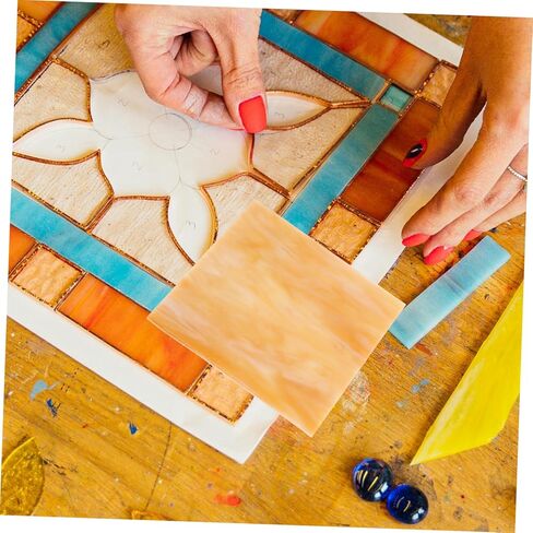 HOMSFOU Mosaic Tile Sheets 2 Pieces 3.94X3.94 Inch Glass Tiles for DIY Crafts and Home Decor Stained Glass Pieces for Photo Frames and Flowerpots in Saudi Arabia