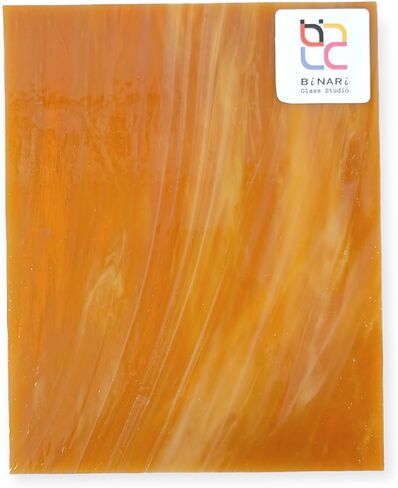 Wissmach Stained Glass Sheet Amber Crystal Opal (8"x12"- 1 Sheet) by BiNARi Glass Studio in Saudi Arabia
