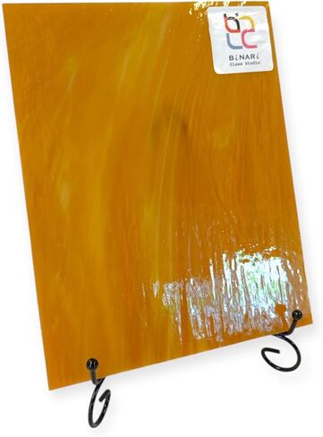 Wissmach Stained Glass Sheet Amber Crystal Opal (8"x12"- 1 Sheet) by BiNARi Glass Studio in Saudi Arabia