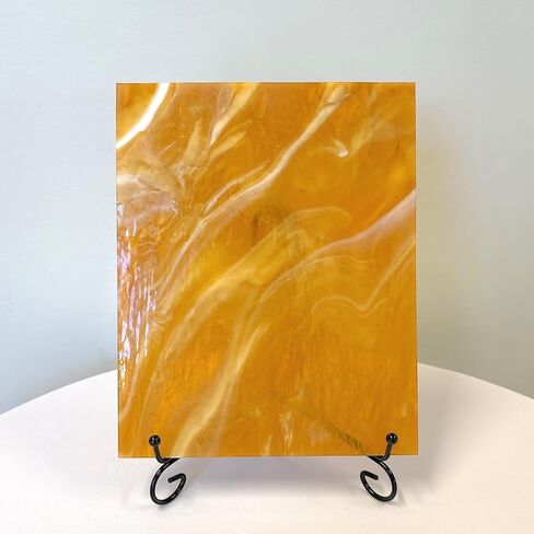 Wissmach Stained Glass Sheet Amber Crystal Opal (8"x12"- 1 Sheet) by BiNARi Glass Studio in Saudi Arabia